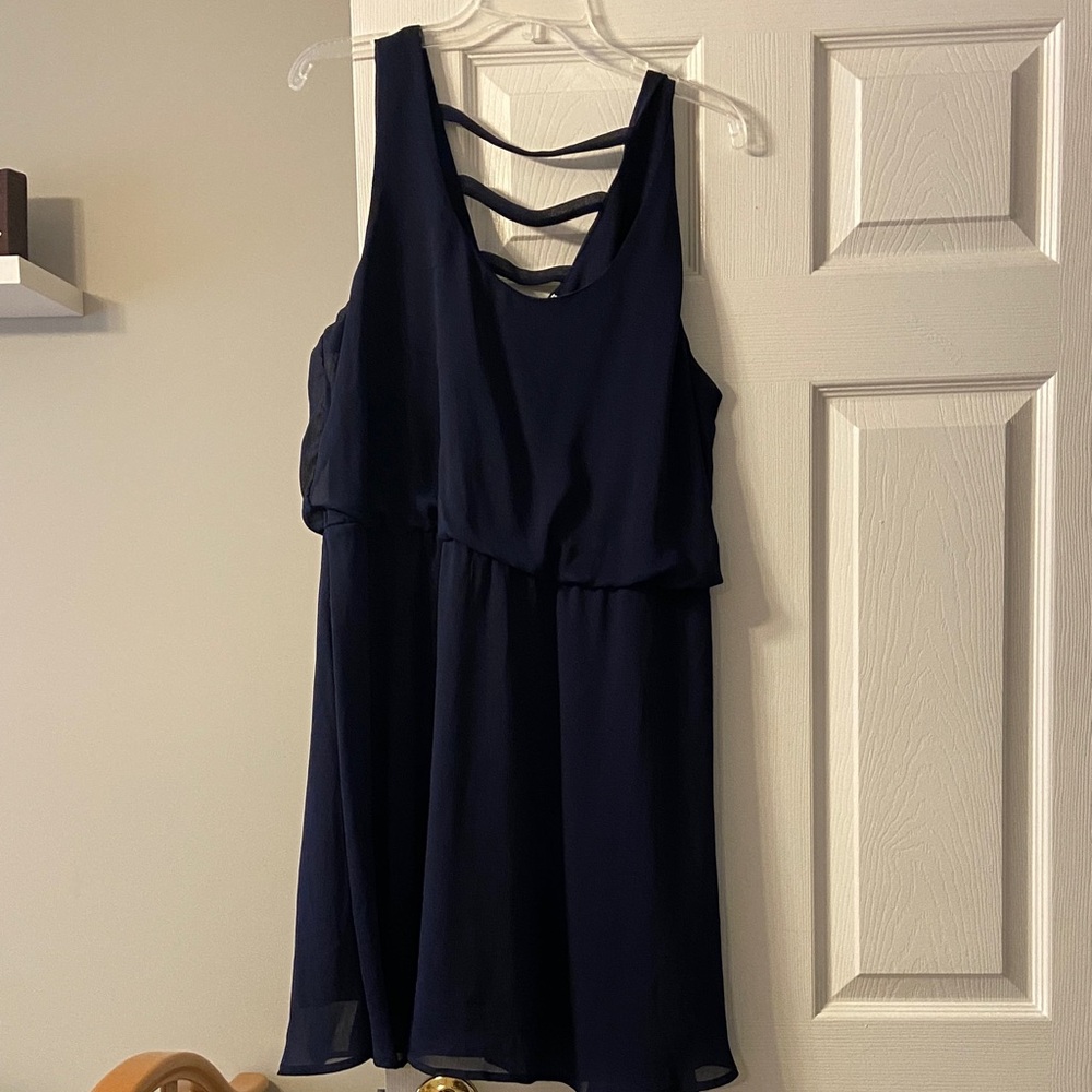 Xhilaration Navy Blue Crisscross Back Mini Dress